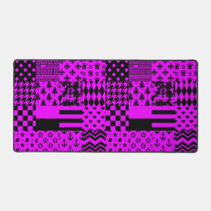 Purple Black Mixed Patterns Patchwork Design  Desk Mat