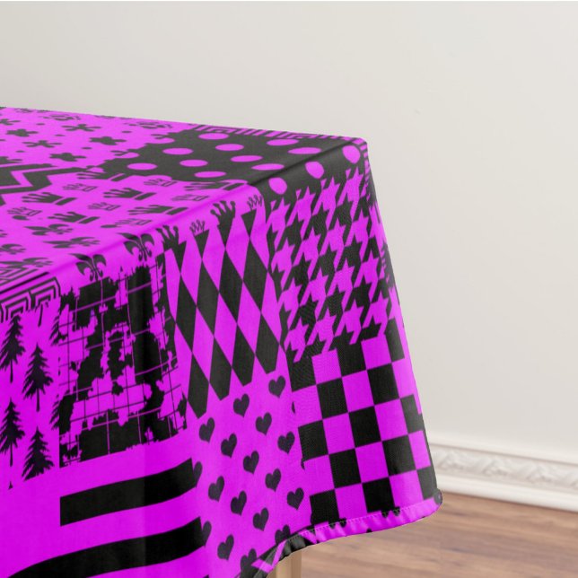 Purple Black Mixed Patterns Patchwork Design  Tablecloth (Creator Uploaded)