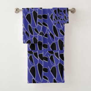 Purple Black Modern Abstract Pattern Bath Towel Set