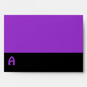 Purple black monogram mod trendy envelopes