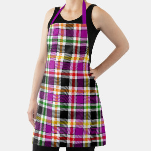 Purple Black Multicolour Flannel Plaid Tartan Apron