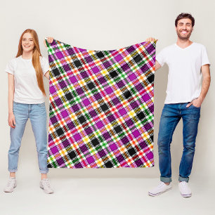 Purple Black Multicolour Flannel Plaid Tartan Fleece Blanket