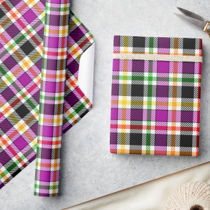 Purple Black Multicolour Flannel Plaid Tartan Wrapping Paper
