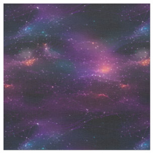 Purple & Black Night Sky with Stars Fabric