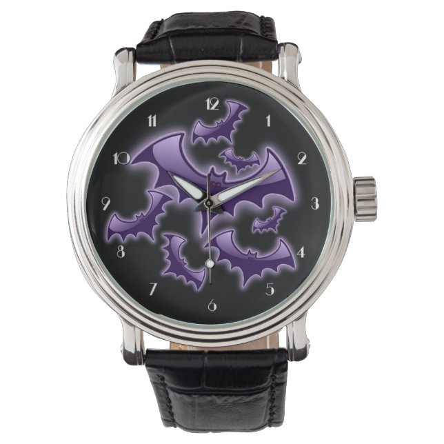 Purple & Black Night Wing Bats Watch (Front)