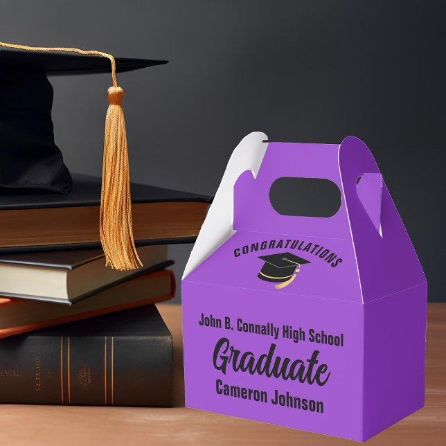 Purple Black Personalised Graduation Party Favour Box (Creator Uploaded)