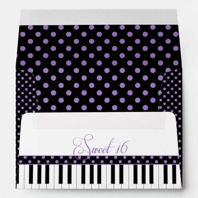 Purple Black Piano Theme Sweet 16 Envelope (Back (Bottom))
