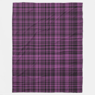 Purple Black Plaid Chequered Pattern Fleece Blanket