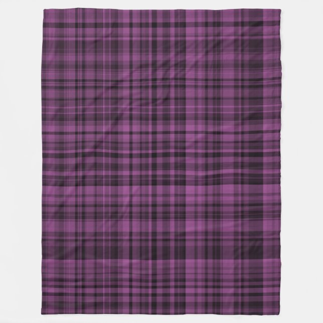Purple Black Plaid Chequered Pattern  Fleece Blanket (Front)