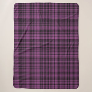 Purple Black Plaid Chequered Pattern Sherpa Blanket