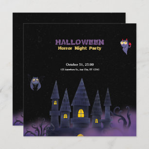Purple Black Playful Fun Halloween (Rectangle) Invitation