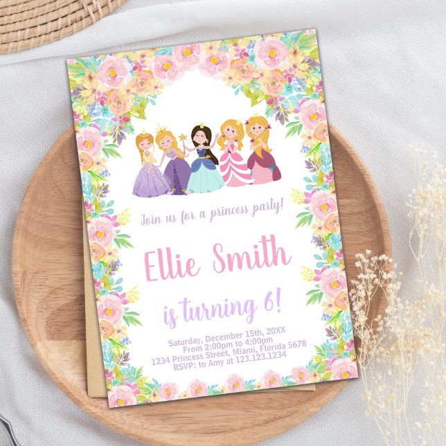 Purple Black Princesses Birthday Invitation (Purple Black Princesses Birthday Invitation)