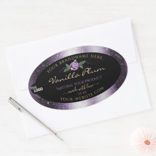 Purple Black Product Labels Soft Glitter with Logo