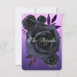 Purple Black Rose Goth Wedding Details Invitation