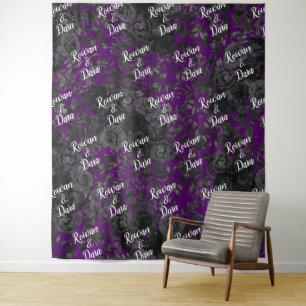 Purple Black Rose Wedding Gothic Photo Back Drop Tapestry