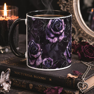 Purple Black Roses Gothic Floral Dark Romance Mug