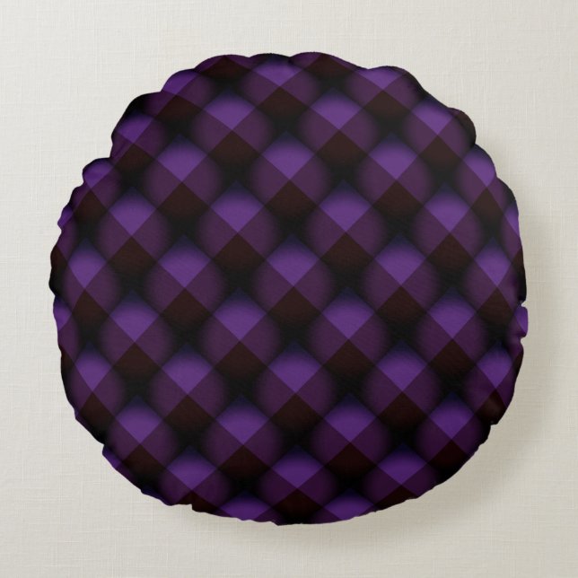 Purple Black Round Pillow (Front)