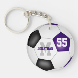 purple black school colours boys girls soccer key ring