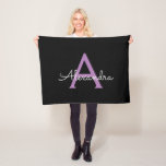 Purple Black Script Girly Monogram Name Fleece Blanket<br><div class="desc">Black and Purple Monogram Name Fleece Blanket. This makes the perfect sweet 16 birthday,  wedding,  bridal shower,  anniversary,  baby shower or bachelorette party gift for someone that loves glam luxury and chic styles.</div>