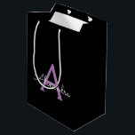 Purple Black Script Girly Monogram Name Medium Gift Bag<br><div class="desc">Black and Purple Simple Script Monogram Name Gift Bag. This makes the perfect sweet 16 birthday,  wedding,  bridal shower,  anniversary,  baby shower or bachelorette party gift bag for someone that loves glam luxury and chic styles.</div>
