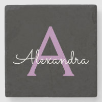Purple Black Script Girly Monogram Name