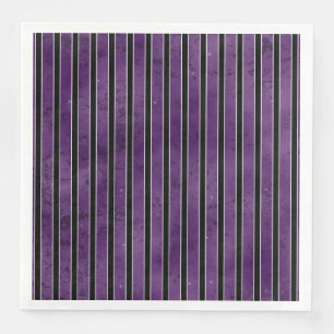 PURPLE BLACK SILVER HALLOWEEN STRIPES NAPKIN