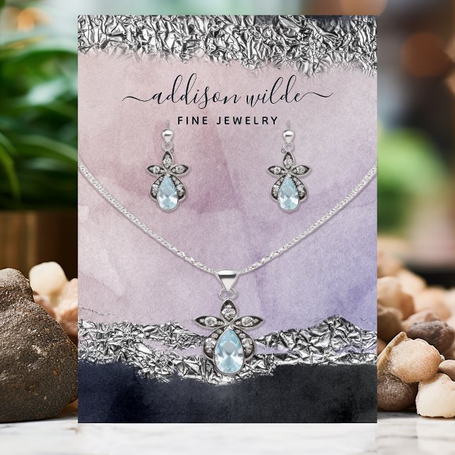 Purple Black Silver Modern Jewellery Display Card (Creator Uploaded)