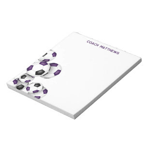 purple black soccer balls accent custom name notepad