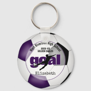 purple black soccer goal girls team spirit key ring