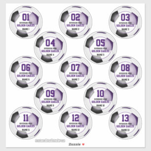 Purple black soccer team colours set of 13