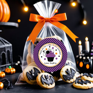 Purple Black Spider Polka Dot Halloween Birthday Classic Round Sticker