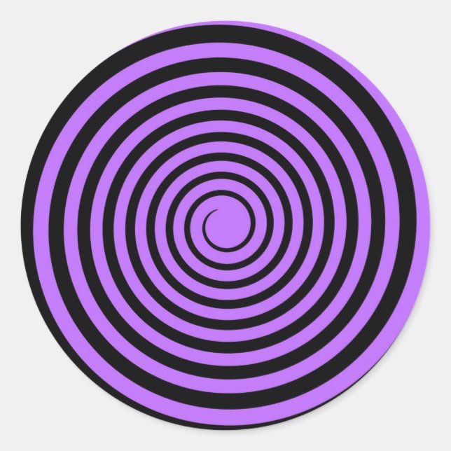 Purple & Black Spiral Customised Template Classic Round Sticker (Front)