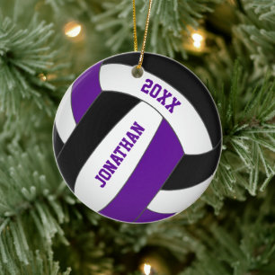 purple black sports team colours boys volleyball ceramic ornament