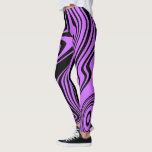Purple Black Stripe Leggings or Choose Colour<br><div class="desc">Abstract Warped Waves Black and Purple Stripe Leggings - or Choose / add your favourite background colours ! MIGNED Design</div>