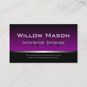 Purple & Black Stripe Professional Business Card