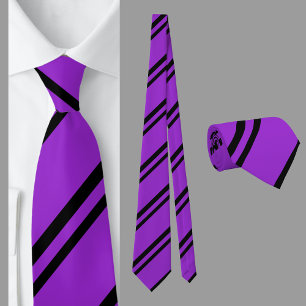 Purple Black Striped Pattern          Tie