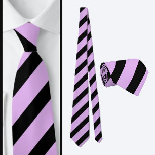 Purple Black Striped Pattern          Tie