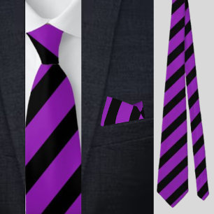 Purple Black Striped Pattern          Tie
