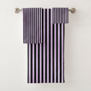 PURPLE & BLACK STRIPES BATH TOWEL SET