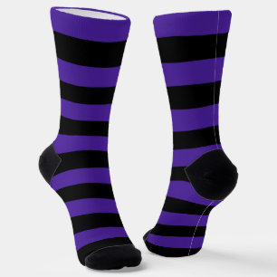 Purple/Black Stripes Crew Socks