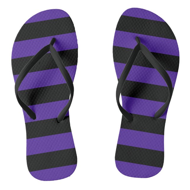 Purple/Black Stripes Flip Flops (Footbed)