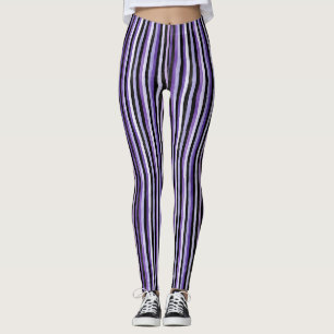 Purple Black Stripes Leggings