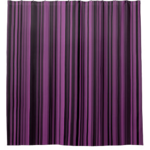 Purple Black Stripes Pattern Shower Curtain