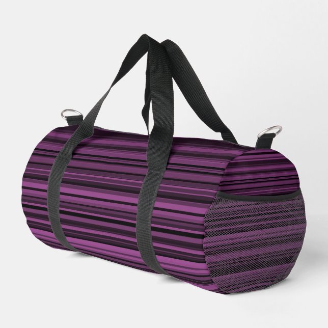 Purple Black Stripes Pattern Small Duffle Bag (Right Corner)