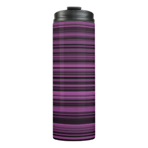 Purple Black Stripes Pattern Thermal Tumbler