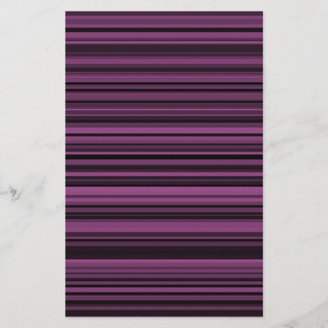 Purple Black Stripes Seamless Pattern Stationery (Front)