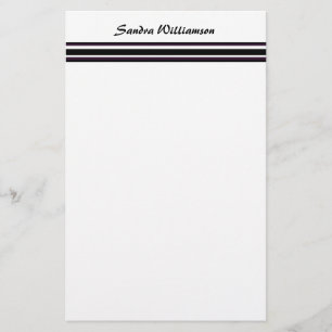 purple black stripes stationery