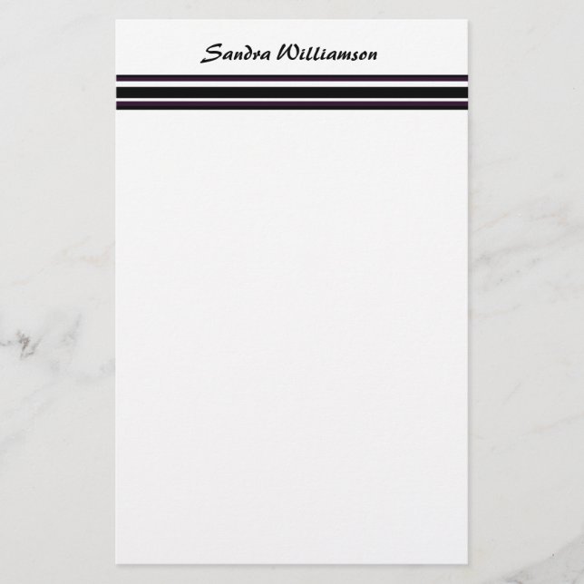 purple black stripes stationery (Front)