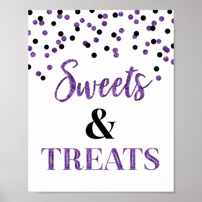 Purple Black Sweets & Treats Dessert Table Poster (Front)