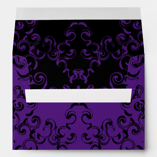 Purple & Black Swirl Gothic Wedding Envelope (Back (Bottom))